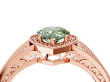 Rose gold Fancy Green Pear Cut Halo Diamond Split Shank Ring with Prong Setting_4