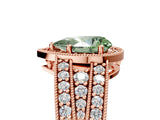 Rose gold Fancy Green Pear Cut Halo Diamond Split Shank Ring with Prong Setting_5