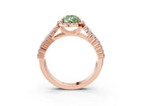 Rose gold Fancy Green Pear Cut Halo Pavé Diamond Engagement Ring with Split Shank and Four-Prong Setting_6