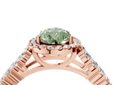 Rose gold Fancy Green Pear Cut Halo Pavé Diamond Engagement Ring with Split Shank and Four-Prong Setting_7