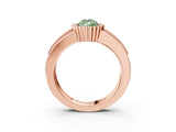 Rose gold Fancy Green Pear  Cut Halo Pave Band Four-Prong Ring_51