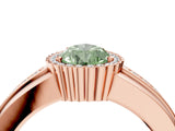 Rose gold Fancy Green Pear  Cut Halo Pave Band Four-Prong Ring_52