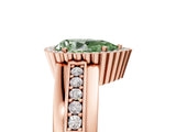 Rose gold Fancy Green Pear  Cut Halo Pave Band Four-Prong Ring_53