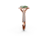 Rose gold Fancy Green Pear  Cut Halo Pave Band Four-Prong Setting Ring_39