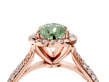 Rose gold Fancy Green Pear  Cut Halo Pave Band Four-Prong Setting Ring_41