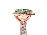 Rose gold Fancy Green Pear  Cut Halo Pave Band Four-Prong Setting Ring_42