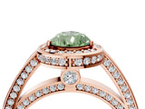 Rose gold Fancy Green Pear  Cut Halo Pave Split Shank Prong Setting Ring_36