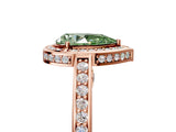 Rose gold Fancy Green Pear  Cut Halo Pave Split Shank Prong Setting Ring_37