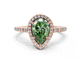 Rose gold Fancy Green Pear Cut Halo Round Diamond Pavé Band with Four-Prong Setting_3