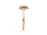 Rose gold Fancy Green Pear Cut Halo Round Diamond Solitaire Engagement Ring with Pave Band and Four-Prong Setting_14