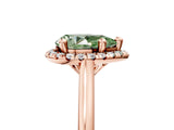 Rose gold Fancy Green Pear Cut Halo Round Diamond Solitaire Engagement Ring with Pave Band and Four-Prong Setting_17