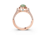 Rose gold Fancy Green Pear Cut Halo Round Diamond Twist Band with Four-Prong Setting_3