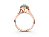 Rose gold Fancy Green Pear  Cut Halo Solitaire Engagement Ring with Square Band and Four-Prong Setting_117