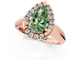 Rose gold Fancy Green Pear  Cut Halo Solitaire Engagement Ring with Square Band and Four-Prong Setting_69