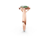 Rose gold Fancy Green Pear  Cut Halo Solitaire Engagement Ring with Square Band and Four-Prong Setting_70
