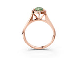 Rose gold Fancy Green Pear  Cut Halo Solitaire Engagement Ring with Square Band and Four-Prong Setting_71