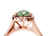 Rose gold Fancy Green Pear  Cut Halo Solitaire Engagement Ring with Square Band and Four-Prong Setting_72