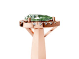 Rose gold Fancy Green Pear  Cut Halo Solitaire Engagement Ring with Square Band and Four-Prong Setting_73
