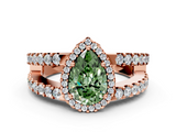 Rose gold Fancy Green Pear  Cut Halo Split Shank Diamond Ring with Four-Prong Setting_45