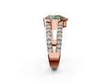 Rose gold Fancy Green Pear  Cut Halo Split Shank Diamond Ring with Four-Prong Setting_47