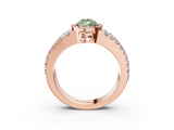 Rose gold Fancy Green Pear  Cut Halo Split Shank Diamond Ring with Four-Prong Setting_48