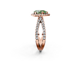 Rose gold Fancy Green Pear  Cut Halo Split Shank Pave Set Ring_63
