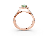 Rose gold Fancy Green Pear  Cut Halo Split Shank Pave Set Ring_64
