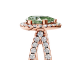 Rose gold Fancy Green Pear  Cut Halo Split Shank Pave Set Ring_66