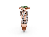 Rose gold Fancy Green Pear  Cut Halo Split Shank Prong Setting Ring_63