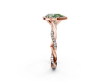 Rose gold Fancy Green Pear  Cut Halo Twisted Band Four-Prong Ring_22