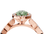 Rose gold Fancy Green Pear  Cut Halo Twisted Band Four-Prong Ring_24