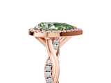 Rose gold Fancy Green Pear  Cut Halo Twisted Band Four-Prong Ring_25
