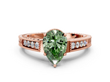 Rose gold Fancy Green Pear  Cut Milgrain Channel Set Engagement Ring with Solitaire Prong Setting_63