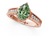 Rose gold Fancy Green Pear  Cut Milgrain Channel Set Engagement Ring with Solitaire Prong Setting_64