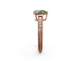 Rose gold Fancy Green Pear  Cut Milgrain Channel Set Engagement Ring with Solitaire Prong Setting_65