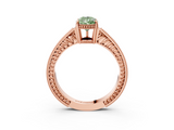 Rose gold Fancy Green Pear  Cut Milgrain Channel Set Engagement Ring with Solitaire Prong Setting_66