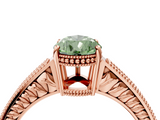 Rose gold Fancy Green Pear  Cut Milgrain Channel Set Engagement Ring with Solitaire Prong Setting_67