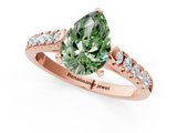 Rose gold Fancy Green Pear  Cut Pavé Band Solitaire Ring with Four-Prong Setting_21