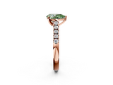 Rose gold Fancy Green Pear  Cut Pavé Band Solitaire Ring with Four-Prong Setting_22
