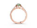 Rose gold Fancy Green Pear  Cut Pavé Band Solitaire Ring with Four-Prong Setting_23