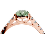 Rose gold Fancy Green Pear  Cut Pavé Band Solitaire Ring with Four-Prong Setting_24