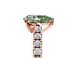 Rose gold Fancy Green Pear  Cut Pavé Band Solitaire Ring with Four-Prong Setting_25