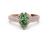 Rose gold Fancy Green Pear  Cut Pave Diamond Engagement Ring with Channel Set Band and Four-Prong Setting_20