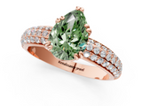 Rose gold Fancy Green Pear  Cut Pave Diamond Engagement Ring with Channel Set Band and Four-Prong Setting_21
