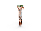 Rose gold Fancy Green Pear  Cut Pave Diamond Engagement Ring with Channel Set Band and Four-Prong Setting_22