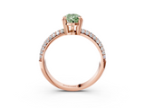 Rose gold Fancy Green Pear  Cut Pave Diamond Engagement Ring with Channel Set Band and Four-Prong Setting_23