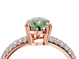 Rose gold Fancy Green Pear  Cut Pave Diamond Engagement Ring with Channel Set Band and Four-Prong Setting_24