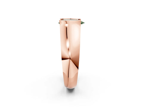 Rose gold Fancy Green Pear Cut Solitaire Bezel Set Diamond Ring with Wide Band_2