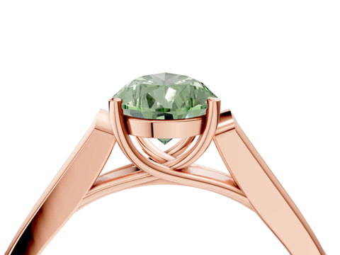 Rose gold Fancy Green Pear Cut Solitaire Cathedral Diamond Engagement Ring with Channel-Set Band and Four-Prong Setting_7