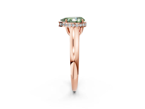 Rose gold Fancy Green Pear Cut Solitaire Diamond Engagement Ring with Four-Prong Setting and Tapered Band_2
